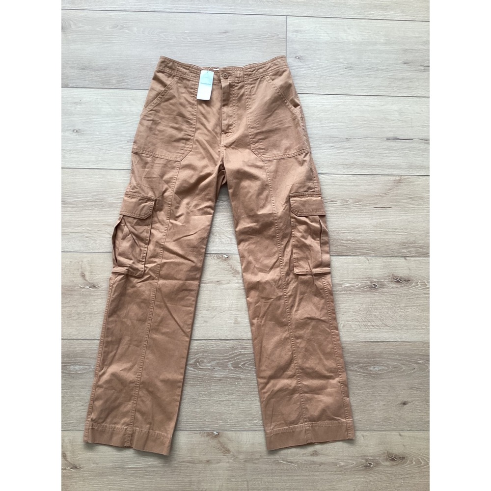 Abercrombie & Fitch Women Brown Cargo Pants Straight Leg High Rise Size 28/6 NEW